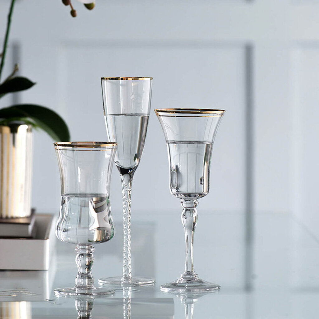 Glass Wine Glass with Gold Rim