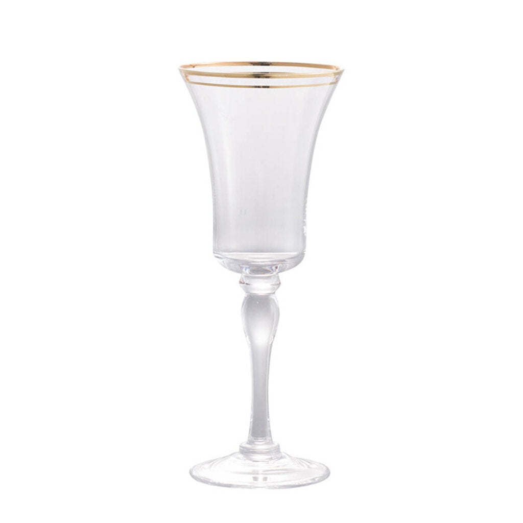 Glass Wine Glass with Gold Rim