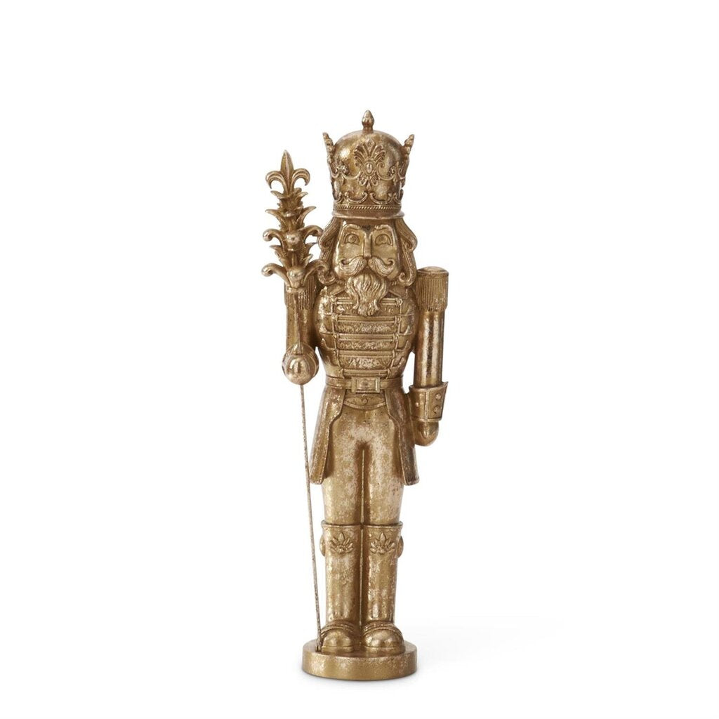 15.5" Gold Nutcracker with Pinecone Staff