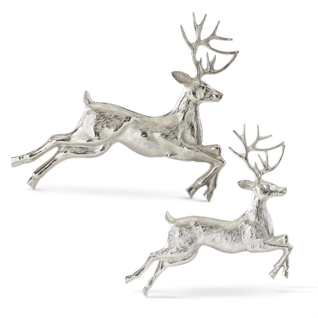 18.5" Silver Metal Leaping Deer Wall Art