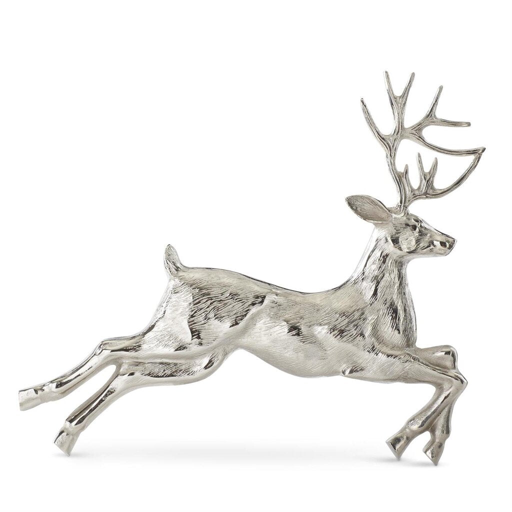 23" Silver Metal Leaping Deer Wall Art