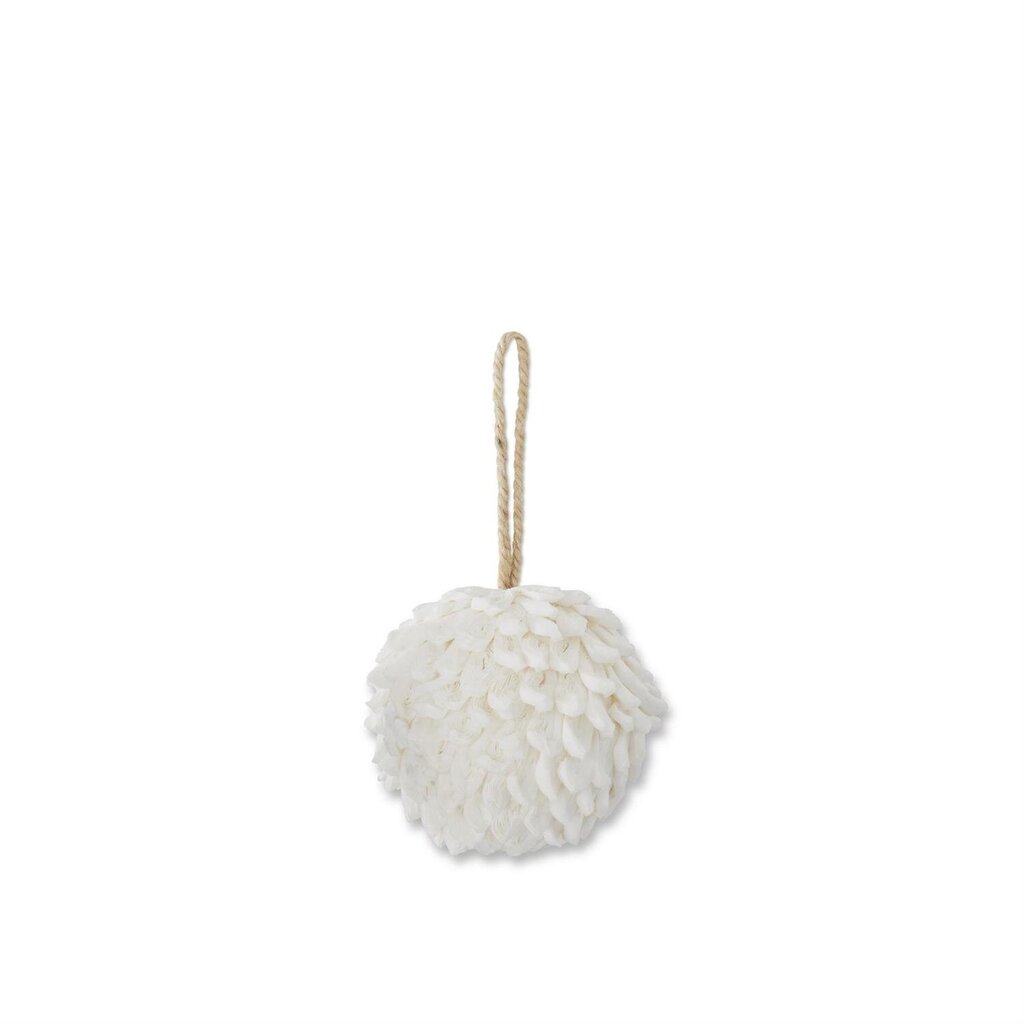 4.25" White Petal Leaf Ball Ornament