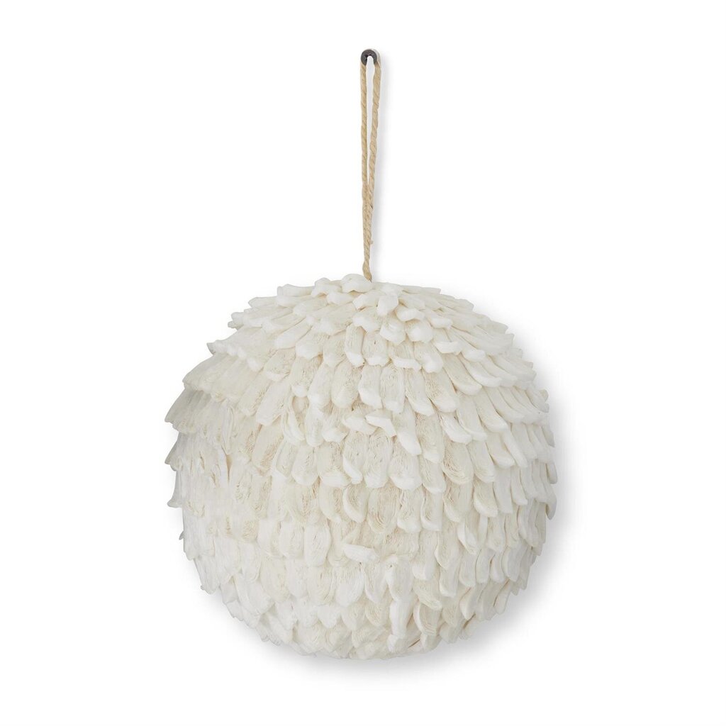8" White Petal Leaf Ball Ornament