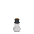 4" White & Black Wood Snowman Taper Candleholder