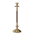 Medium Brown Vegan Leather & Gold Taper Candleholder