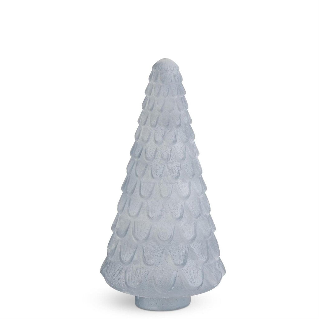 Medium Embossed Frosted Light Blue Glass Tree