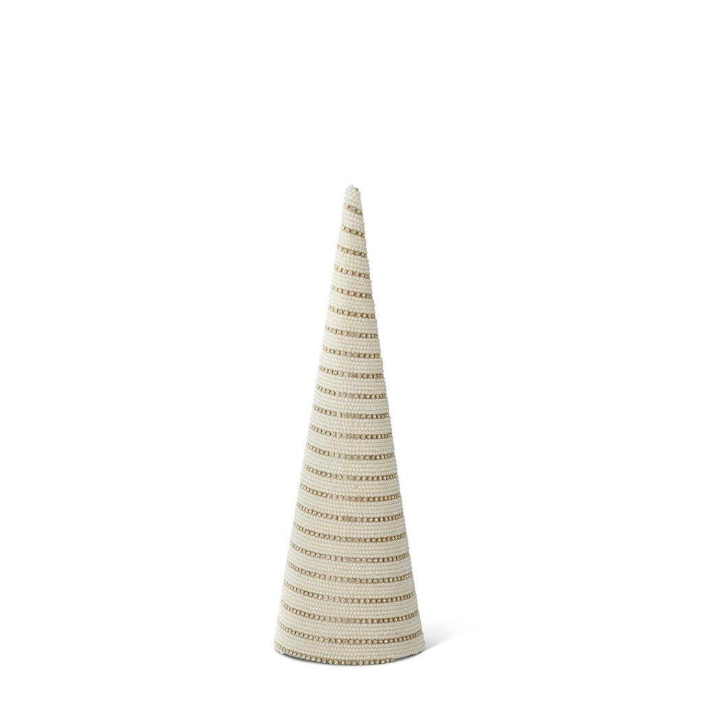 18" Gold Stripe & Pearl Christmas Tree