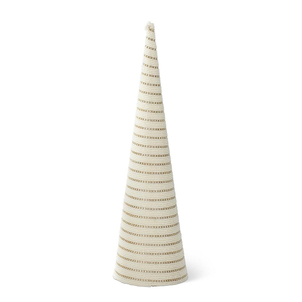 23" Gold Stripe & Pearl Christmas Tree